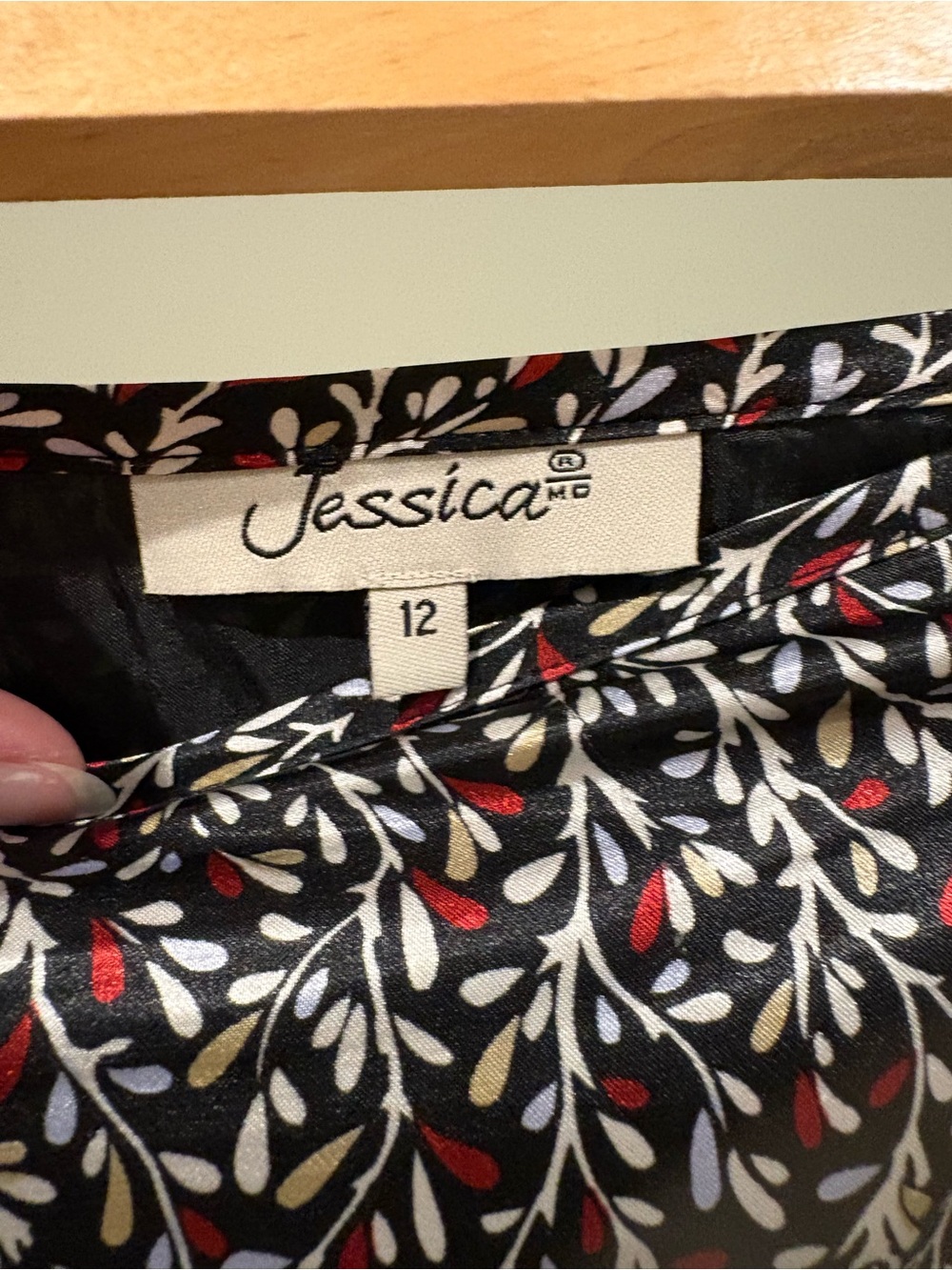 Y2K Jessica Black Floral A-Line Skirt with Red and White Leaf Print Fairy - Picture 7 of 9